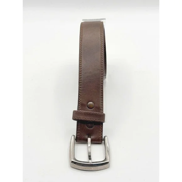 Da Cuir Mens Size 38 Brown Leather Belt Handmade‎ Silver Buckle Western Rustic