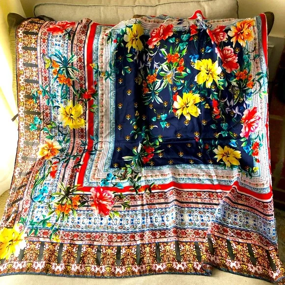 Johnny Was Silk Bernie Scarf 44”x44”