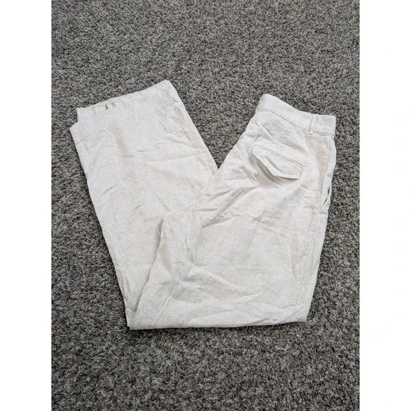 Banana Republic Linen Blend Wide Leg High Waist Paints Women's Size 12 Beige‎