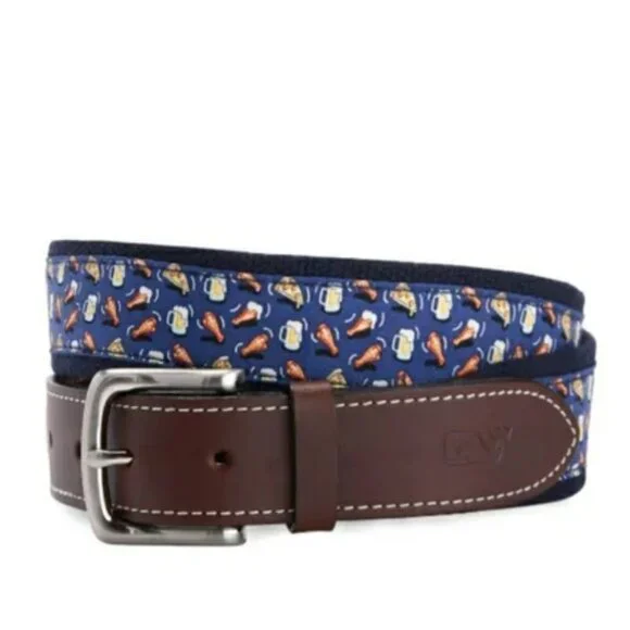 NWOT Vineyard Vines Pizza Wings Beer Canvas Club Belt