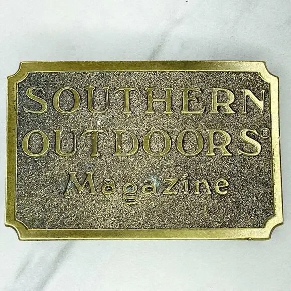 Vintage 1982 Great American Buckle Co Southern Outdoors Magazine Belt Buckle ✨