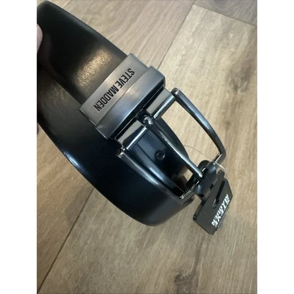 Steve Madden MEN'S Reversible BELT SIZE (L 38/40) Black/Brown Smoke‎ Buckle