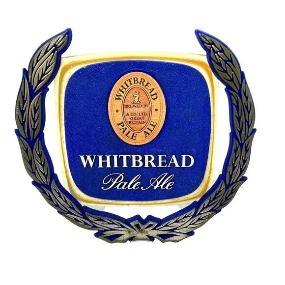 Whitbread Pale Ale Beer Sign Plastic Blue Made in England 6 1/2 x‎ 6 1/2