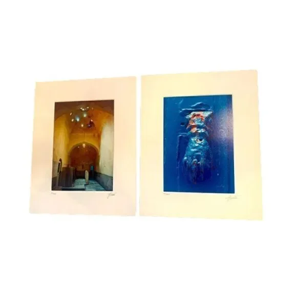 Luciano Morocco Signed Prints Set Lot of 2 Blue‎ Hand Atrium
