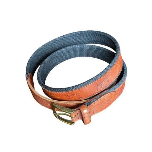 Guy Harvey Embossed Marlin Leather‎ & Canvas Belt Size 42
