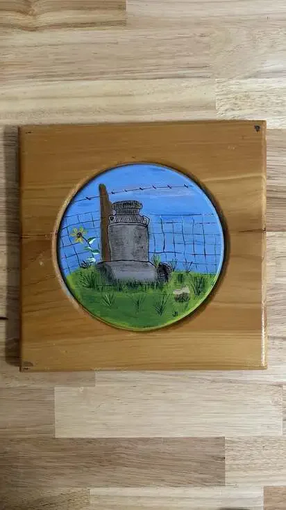 Hand Painted Wooden Vintage Decor Cottage Core Milk Jug In Field Wall Art