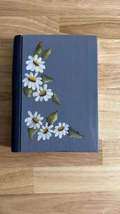 Hand Painted Solid Wood Decorative Book Floral Decor