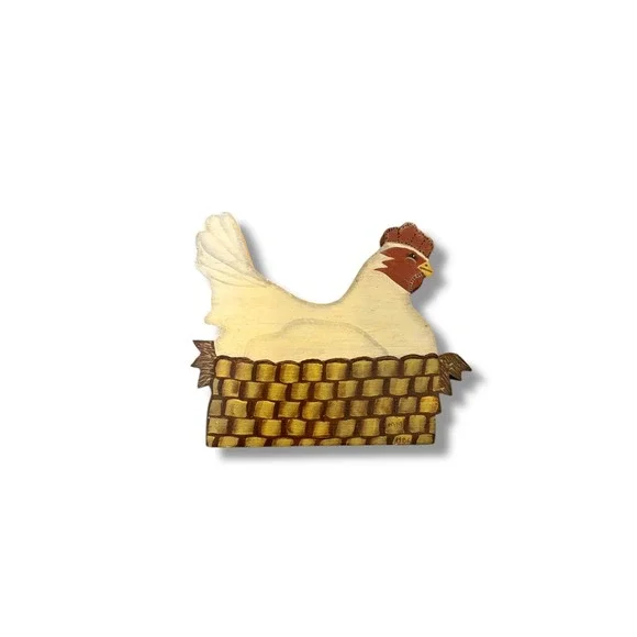 Vintage 1986 Hen Wall Art Wood Cutout Country Farmhouse Kitchen‎ Decor