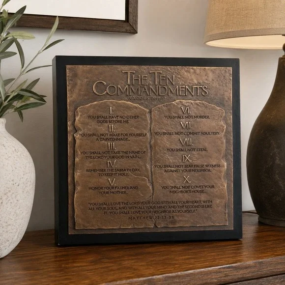 Lighthouse 10 Commandments Bronze Sculpture Plaque Christian Products 11709 NEW