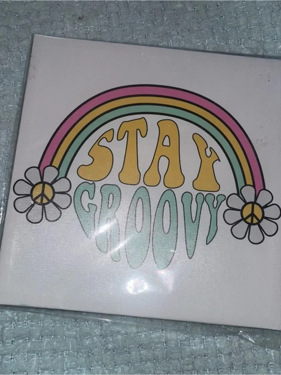 Stay Groovy Pastel Rainbow Wall Art NWT