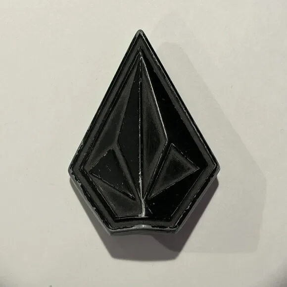 RARE Vintage 00s Volcom Logo Cut Out Black Belt Buckle Skateboard Skater Y2K