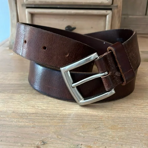 DSTLD Men’s Leather Belt Brown Size 32 Made in USA