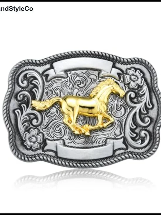 Western Cowboy Belt Buckle, Zinc Alloy, Rodeo Antique Metal Snap-On