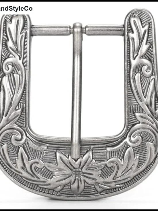 Cowboy Western Belt Buckle Floral Engraved Alloy Men Women