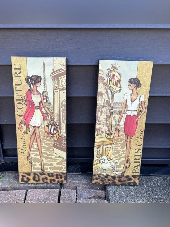 Couture Paris Chic Wall Art Set - Red Leopard & Cream Fashion canvas Prints