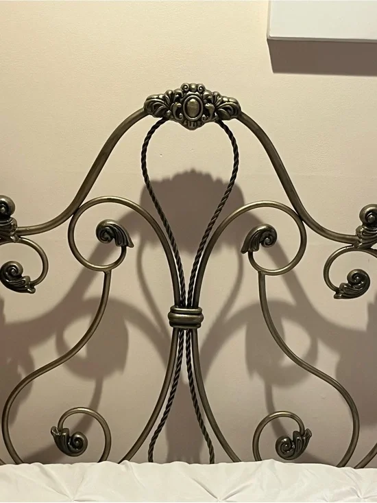 Decorative Metal Headboard Wall Accent in Antique Bronze