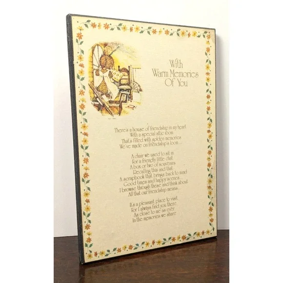 Vintage 1982 Holly Hobbie Woodblock Plaque Warm Memories Of You 9718-04