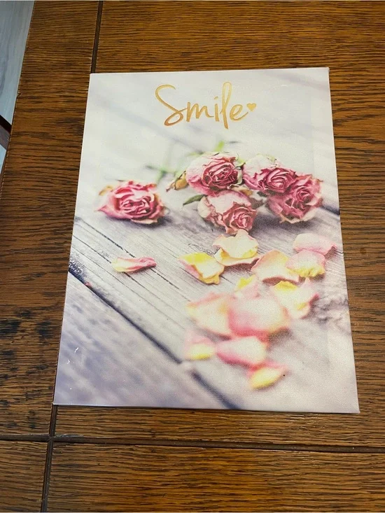 Smile Pink Rose Canvas Wall Art - Floral Home Decor