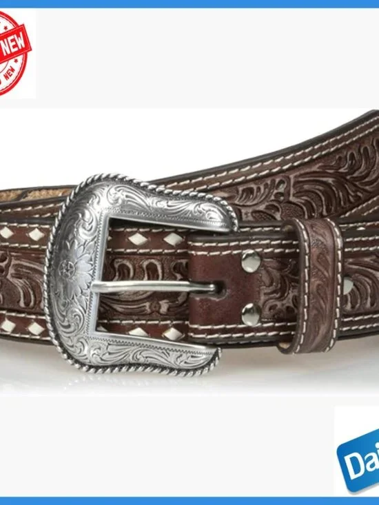 Men's Western Belt with Removable Buckle, Size 44, Leather