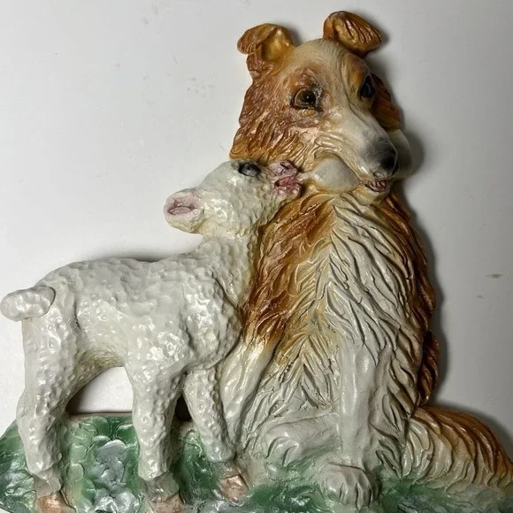 FMC 1953 Kiddie Plaque Collie And Lamb Brighten Up Children's Room‎