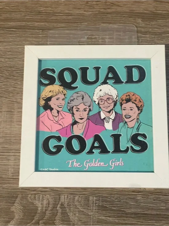 Squad Goals Turquoise & Pink Wall Art - Licensed The Golden Girls Print