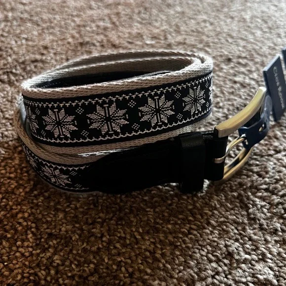 Club Room Snowflake Belt‎ Fair Isle Pattern Casual Belt Large 36-40