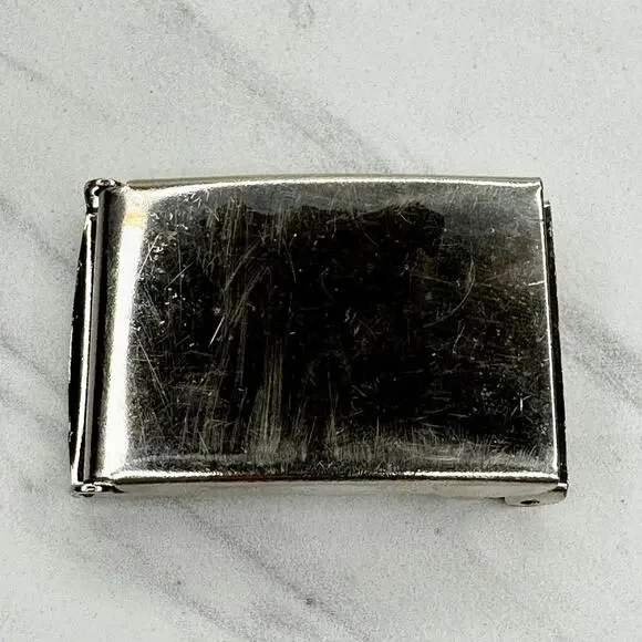 Silver Tone Web Clamp Military Style Slide Belt Buckle Simple Basic Unisex ✨