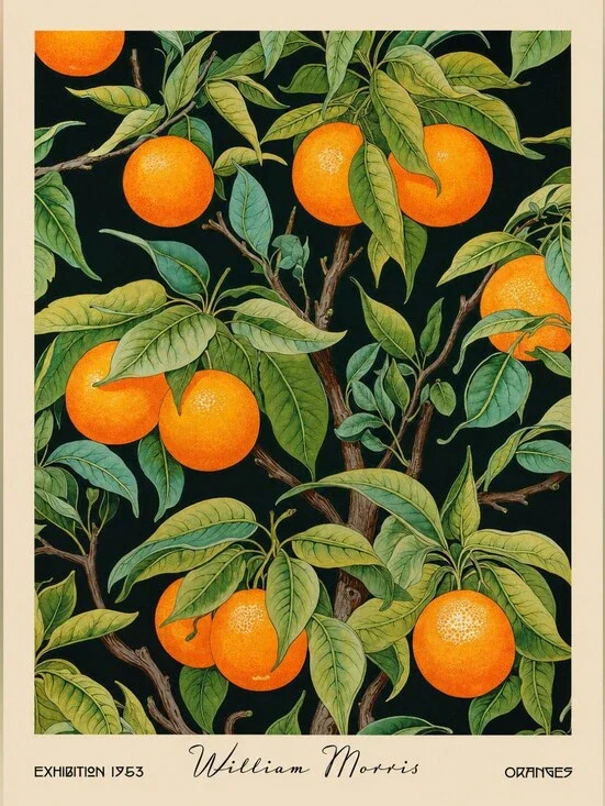 William Morris Orange Fruit Wall Art Print -  8.5x11
