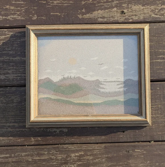 Vintage 1975 Original Framed Sand Art