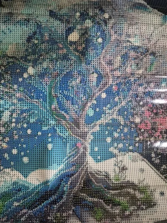 Diamond Art Blue Teal Tree Wall Canvas