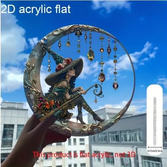 Fantasy Mystical Moonlight Elf/Witch 2D Flat Acrylic Moonlight/Sunlight Catcher