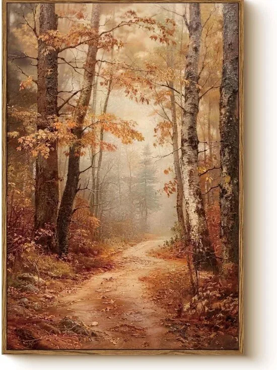 Autumn Forest Canvas Wall Art 16x24 - Rustic Fall Landscape Decor for Home