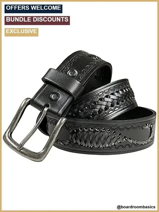 Genuine Leather Western Hand-Braided Belt 1.5