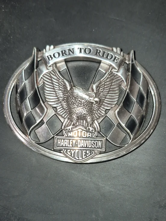 Harley-Davidson Silver Eagle 'Born to Ride' Oval Belt Buckle