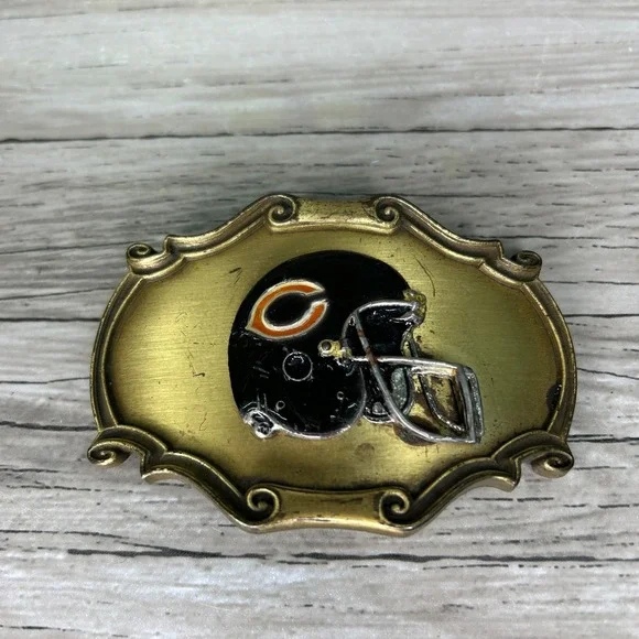 Raintree Belt Buckle 1978 Chicago Bears Football Helmet Logo Fanwear‎ Gold Tone