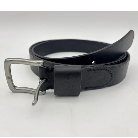 POLO RALPH LAUREN Mens Pony Black Italian Leather Belt Silver Buckle Size 40 100
