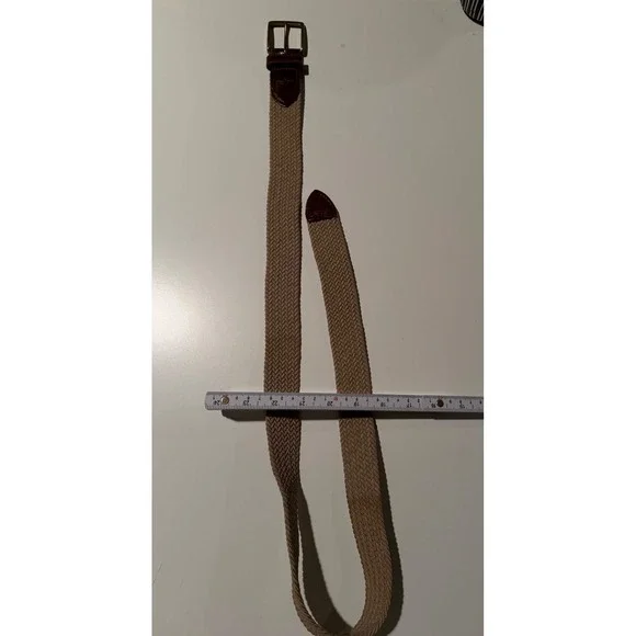 Dockers Mens Braided‎ Stretch Belt Khaki Tan Brown Leather Trim Size 40 11DK0323