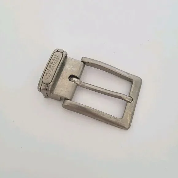 Givenchy Geltelman Men's‎ Vintage Belt Buckle Silver Tone Logo Slim 1