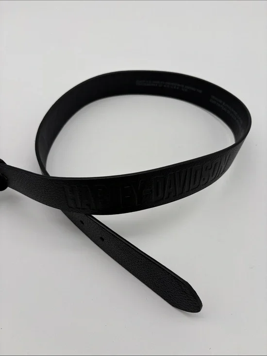 New Harley Davidson Ride The Line Black Buffalohide Spell Out Belt Men Size 32