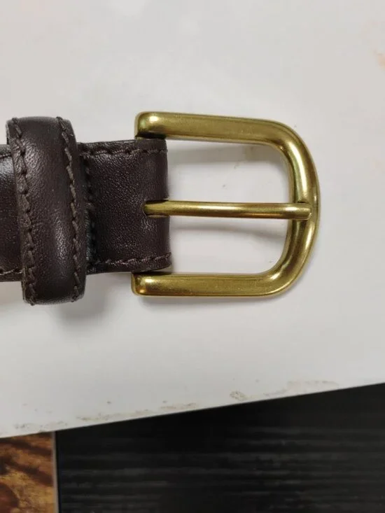 L.L.Bean Men’s Brown Full Grain Leather Belt Size 32 Brass Buckle USA