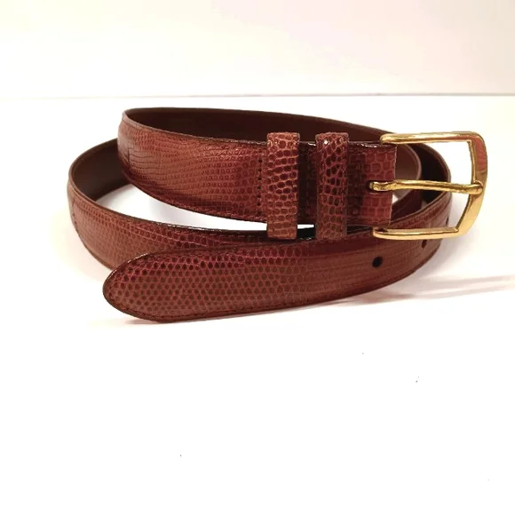 Coach Vintage USA Reptile Embossed Genuine Leather Belt Cognac 1