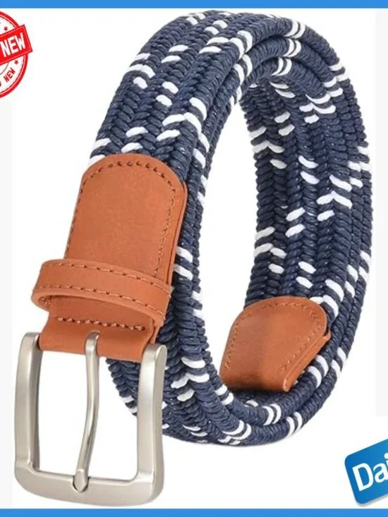 Men's Premium Stretch Belt, Elastic Braided, Size 34-36, Adjustable Fit