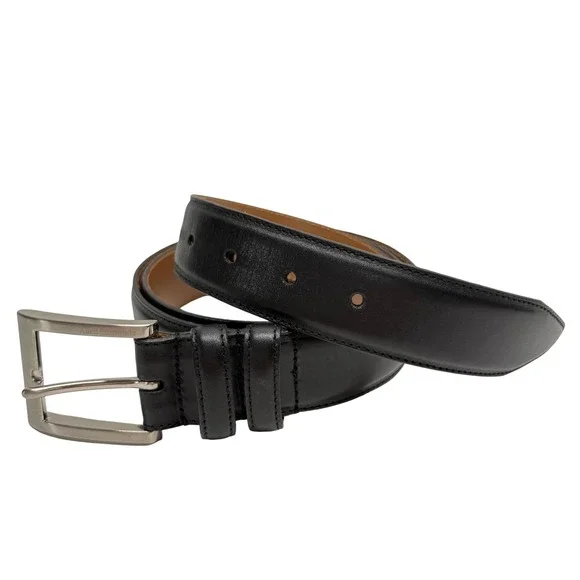 Allen Edmonds Belt Mens 44 Black Leather Square Buckle Made in USA Dress 39501