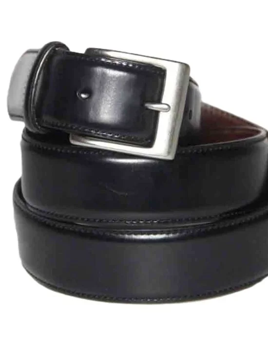 COACH Men’s Black Leather Belt Size 34 / 85 cm Silver-Tone Buckle 5953