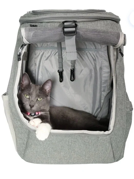 Travel Cat: The Navigator grey convertible carrier and backpack