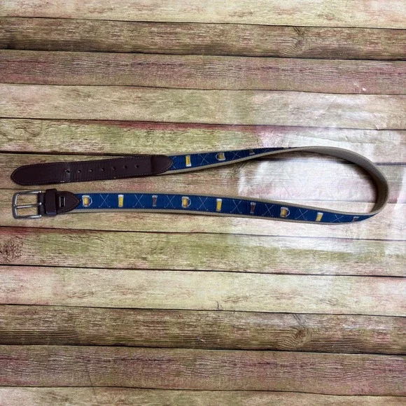 Greg Norman Embroidery Beer Mug Webbing Belt Size XL 42-44 Old Money Grandpacore