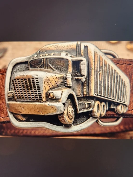 VTG The Great American Chicago Truck Brass Belt Buckle #240 Semi-Truck Trailer