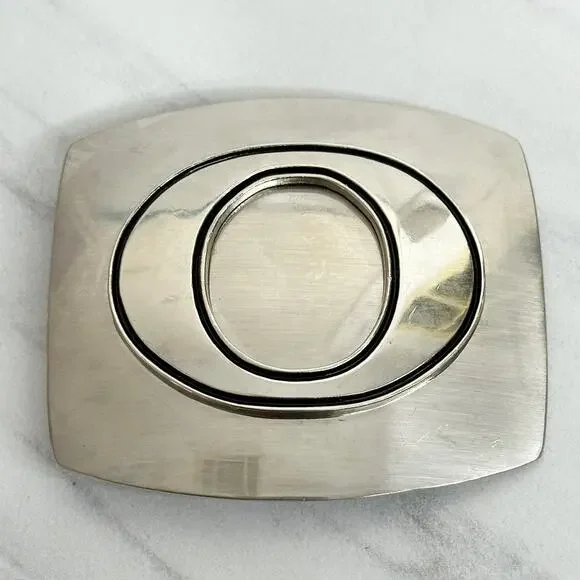 O Letter Initial Monogram Silver Tone Belt Buckle