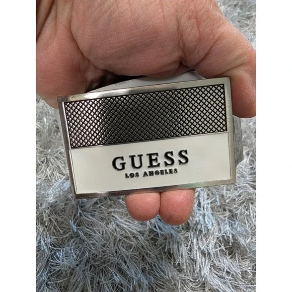 GUESS Los‎ Angeles Mens White Reversible Plaque Buckle Belt 32