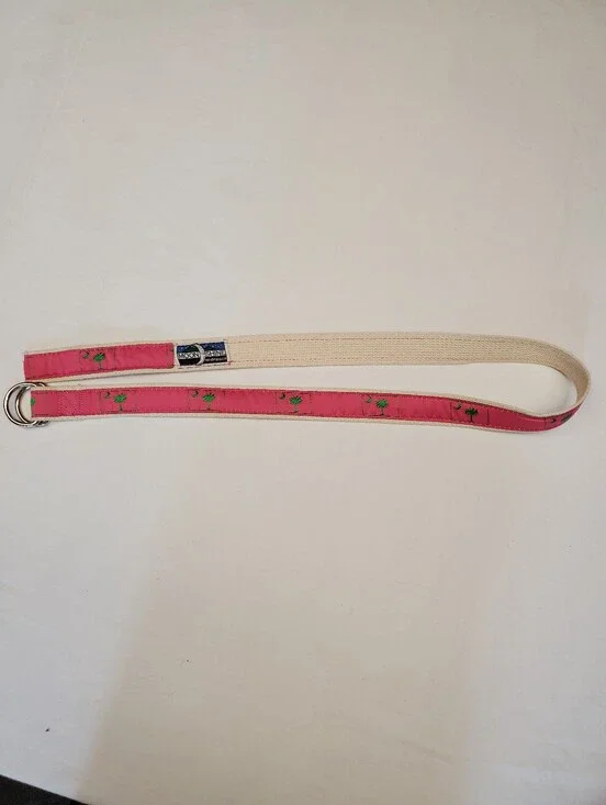 Moonshine Mens Palmetto Moon D-Ring Belt Pink Canvas South Carolina Sz L USA